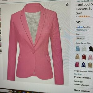 Pink jacket. Used once for occasions. Lost weight. Doesn’t fit anymore